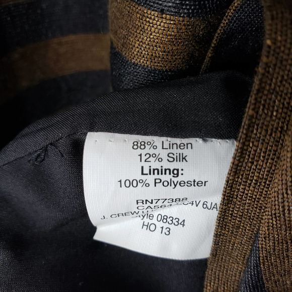 Madewell Striped Skirt 0 A Line Pleated Knee Length Linen Silk Brown Black 08334 - Picture 5 of 9